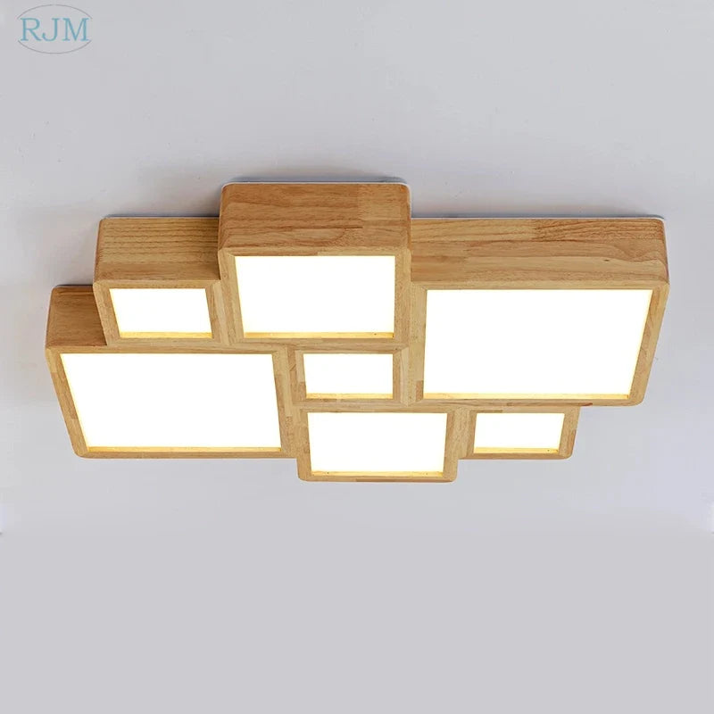 Afralia™ Japanese Solid Wood Ceiling Lamp for Home Living Room Bedroom Study