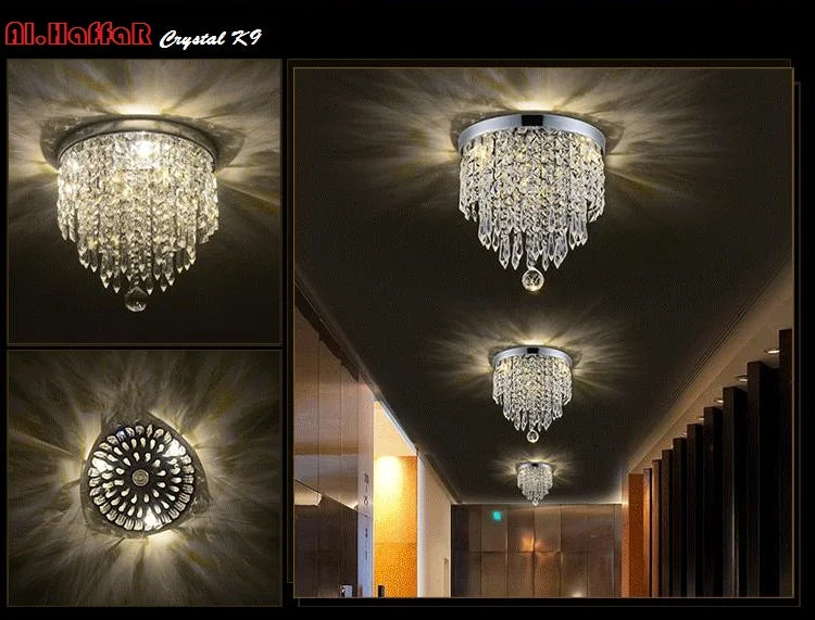 Afralia™ Crystal LED Ceiling Light for Living Room Hallway, 110V/240V Sparkling Crystal Ceiling Lamp