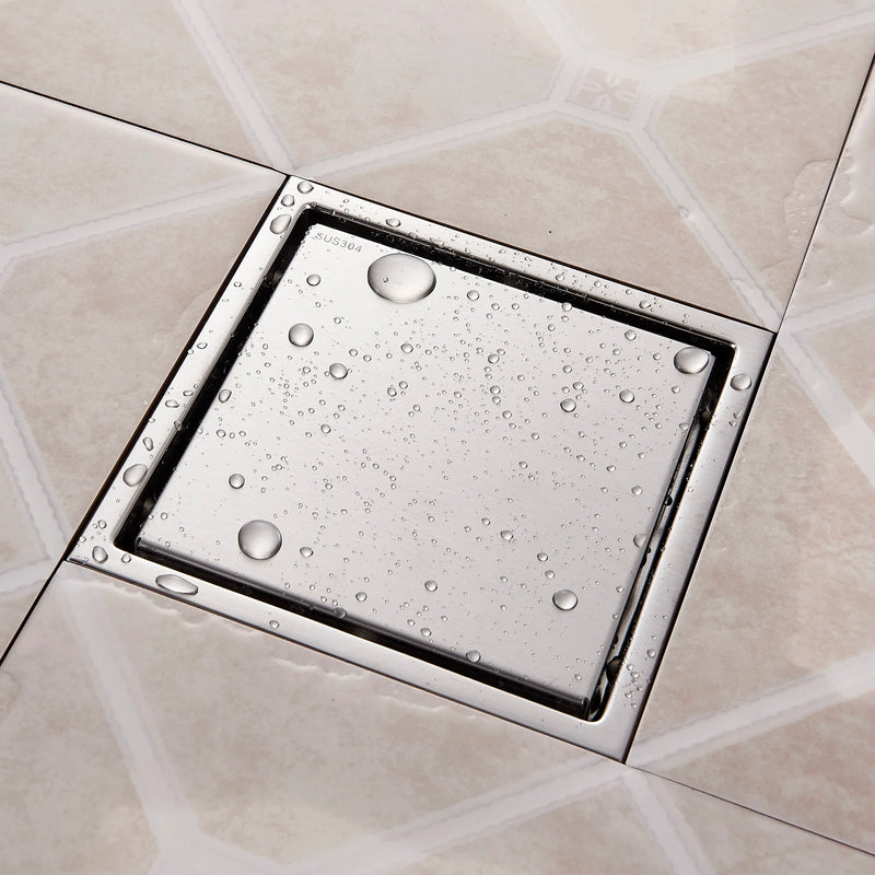 Afralia™ Stainless Steel Square Floor Drain Shower Kitchen Bathroom Strainer Cover Grate