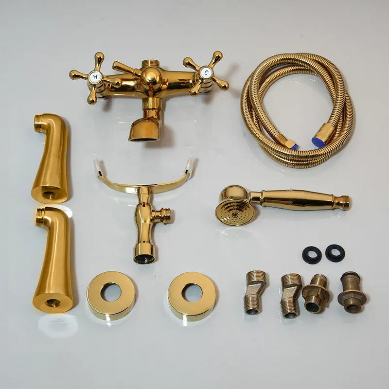Afralia™ Golden Bathtub Faucet with Handshower and 2 Handles