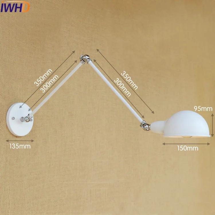 Afralia™ Silver Retro Vintage Swing Long Arm Wall Light LED Sconce Industrial Lighting