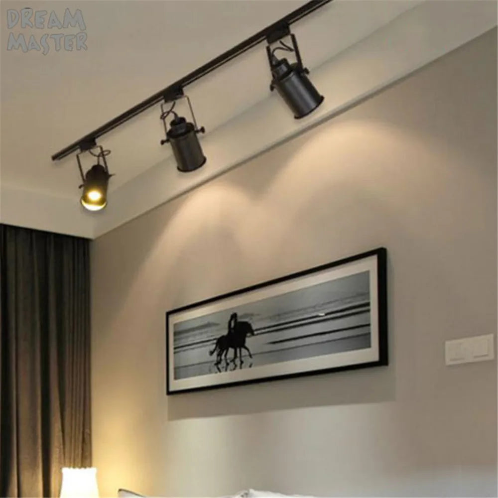 Afralia™ Vintage Black Track Spotlights for Clothing Store Ceiling Lighting
