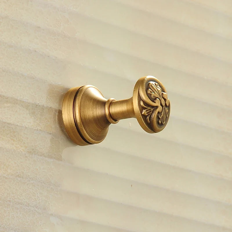 Afralia™ Antique Brass Robe Hook Single Clothes Hanger Towel Bathroom Coat Door Hooks