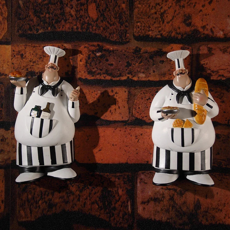 Afralia™ Chef Figurines Set - Vintage Resin Wall Ornaments for Home Decor & Gifts