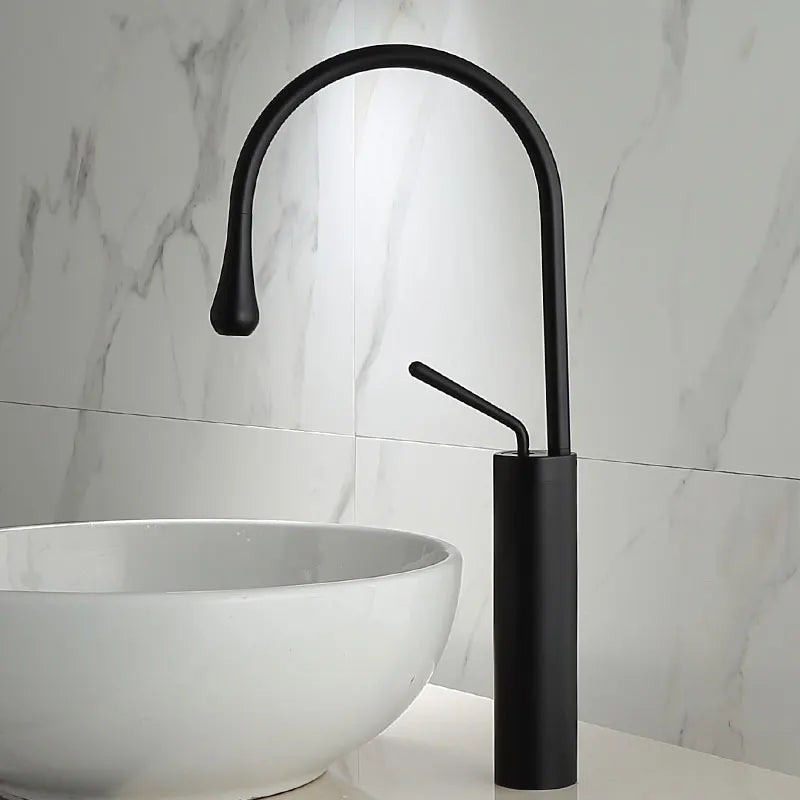 Afralia™ Brushed Gold/Black/White Basin Faucet with Single Handle Swivel Sink Water Crane