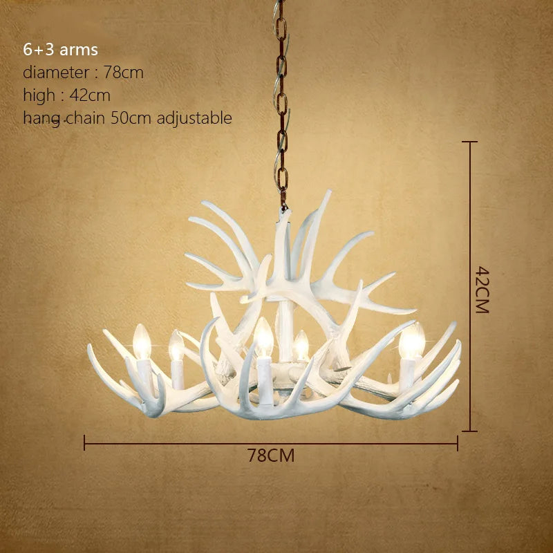 Afralia™ Deer Antler Chandelier: American Retro Resin Horn Lamps for Rustic Home Decor