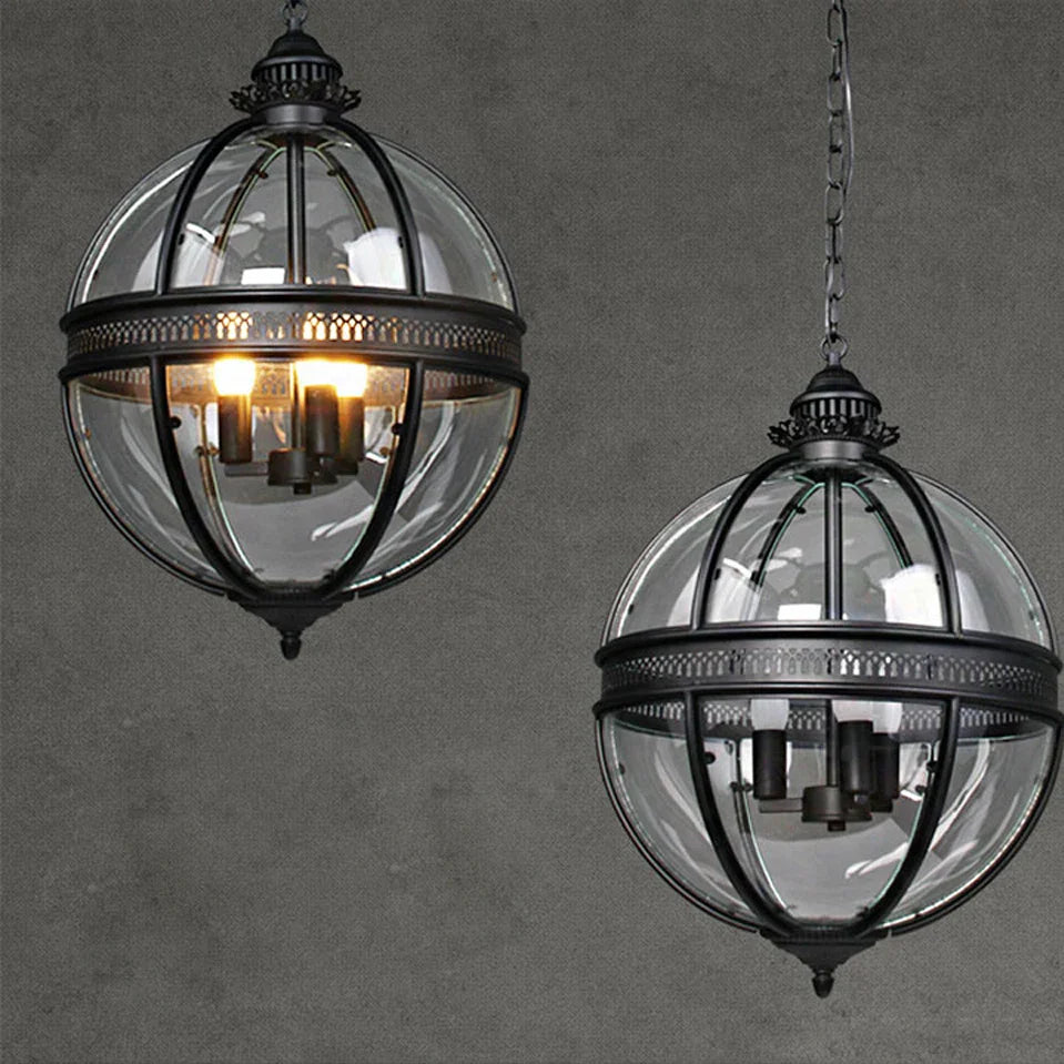 Afralia™ Bronze Black Glass Globe Chandelier for Foyer