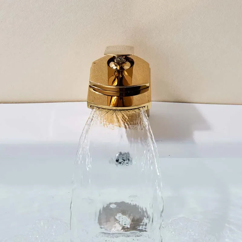 Afralia™ Golden Brass Waterfall Vessel Sink Faucet - Chrome Bathroom Vanity Tap