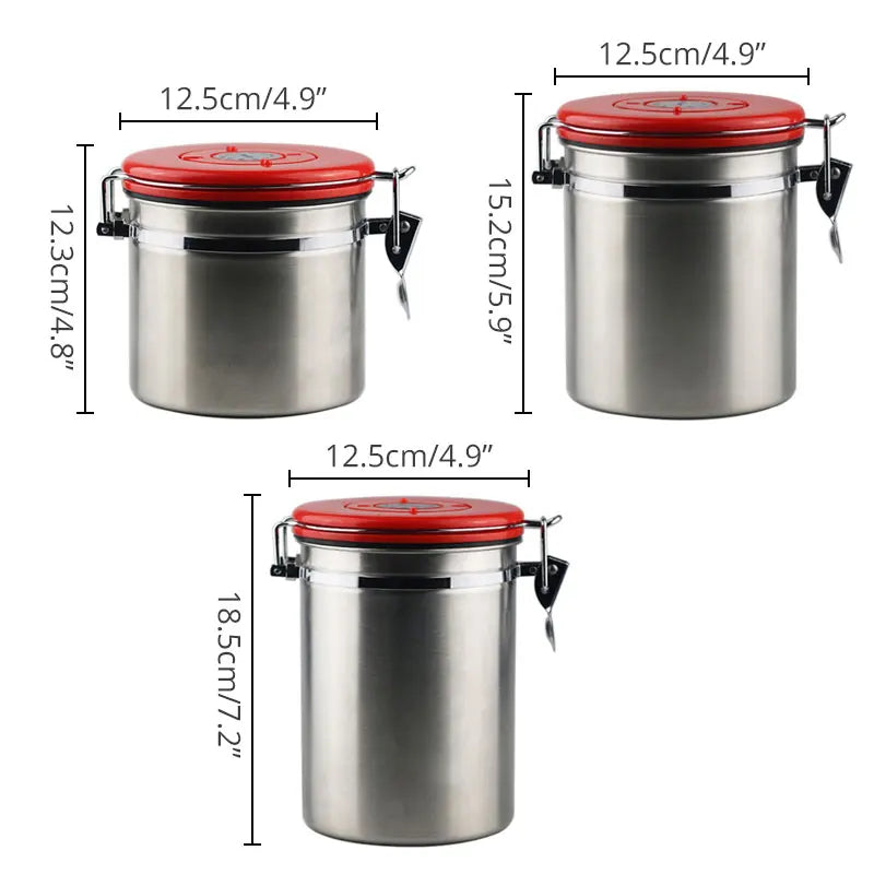 Afralia™ Stainless Steel Coffee Container with CO2 Valve, Airtight Lid for Freshness
