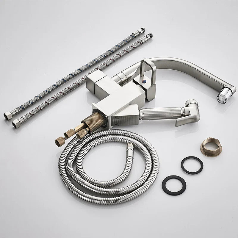 Afralia™ LED Kitchen Faucet Pull Out Sprayer Deck Mounted Hot Cold Water Tap