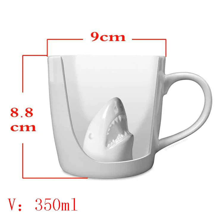 Afralia™ Shark Attack Ceramic Mug - 3D Personality Spoof Coffee Cup for Office and Home