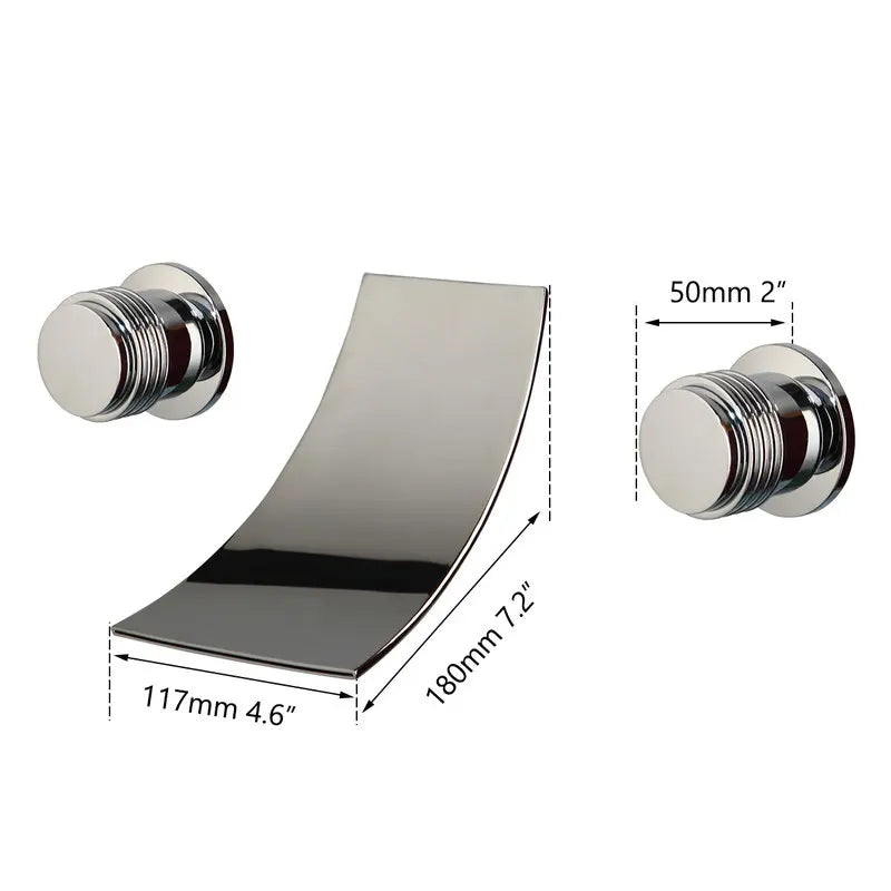 Afralia™ Waterfall Ceramic Double Handle Chrome Faucet Set for Bathroom Sink
