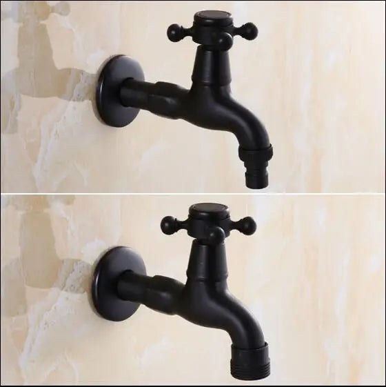 Afralia™ Brass Black Oil Brushed Double Washing Machine Faucet Tap