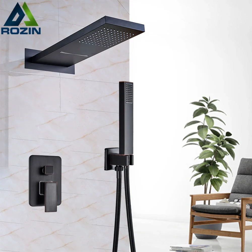 Afralia™ Golden Shower Faucet with Wall Mount for 3-ways Control and Plastic Handshower