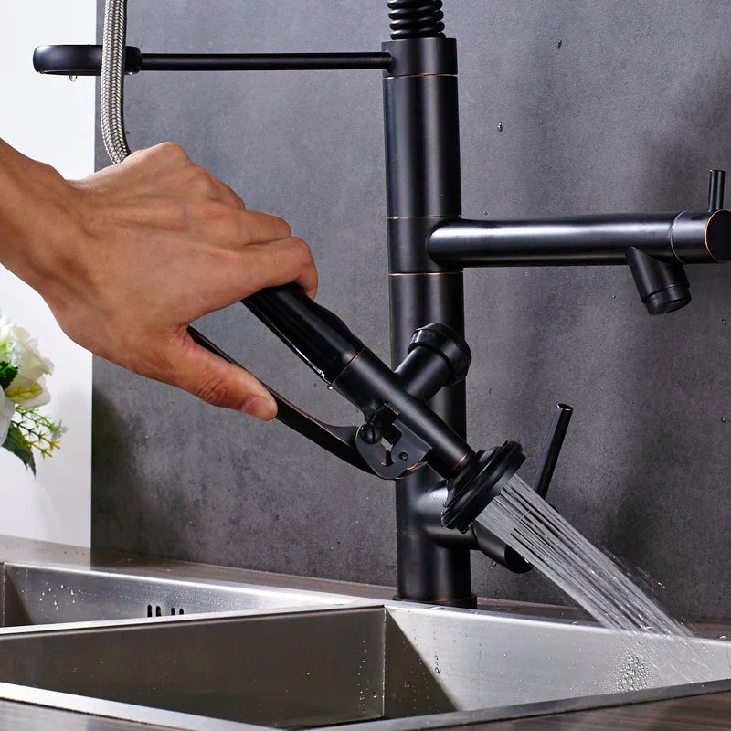 Afralia™ Oil Rubbed Bronze Kitchen Mixer Faucet Single Handle Deck Mounted