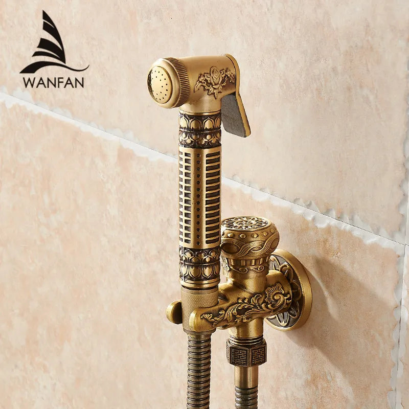 Afralia™ Brass Wall Mounted Bidet Faucet Handheld Hygienic Shower Spray Head
