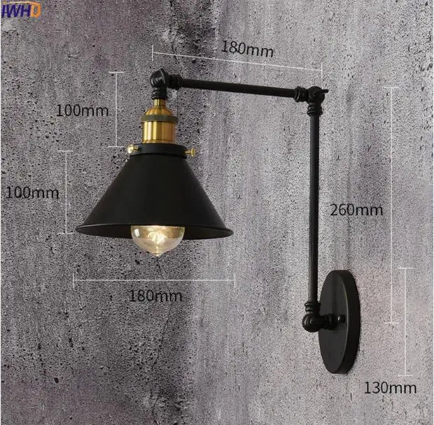 Afralia™ Retro Swing Arm LED Wall Sconce Light Industrial Loft Style Luminaire