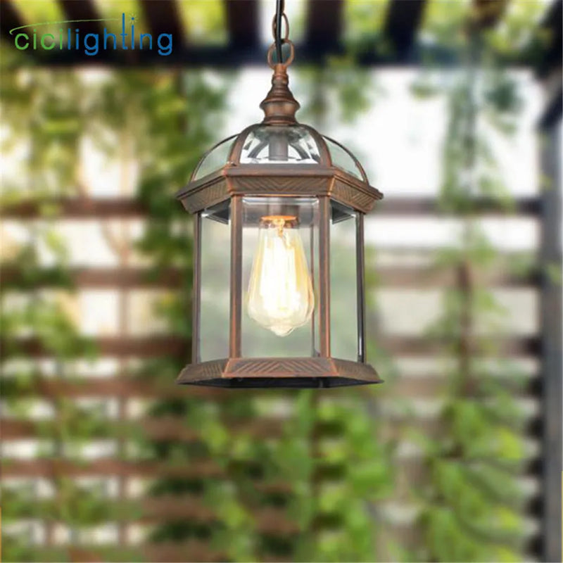 Afralia™ Outdoor Aluminum Alloy Pendant Light with Clear Glass Shade