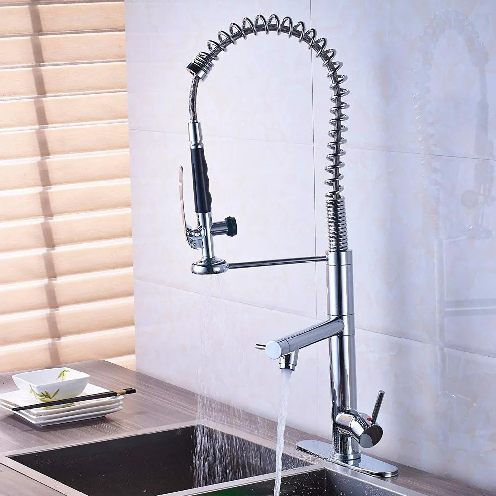 Afralia™ Pre Rinse Spring Kitchen Faucet with Sprayer Black Bronze