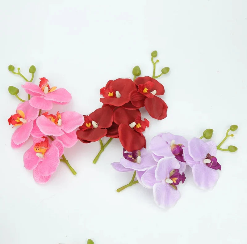 Afralia™ Artificial Butterfly Orchid Bouquet Silk Flowers for Home Wedding Decoration Bouquet