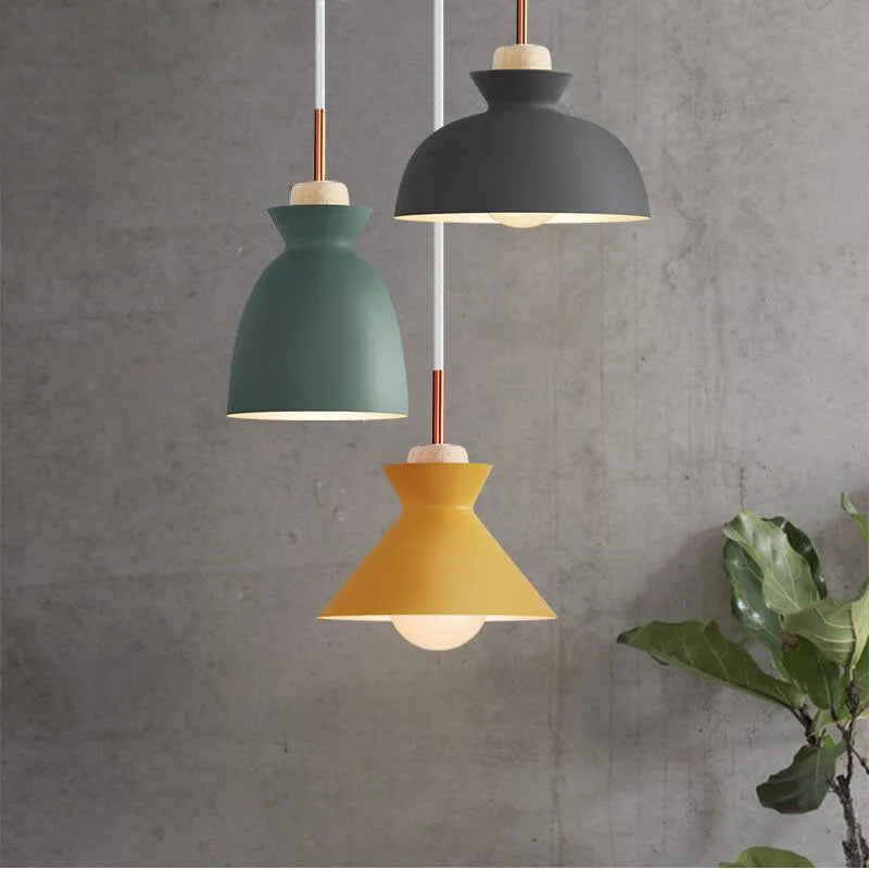 Afralia™ Modern Wood Pendant Lights with Aluminum Shade for Dining Room