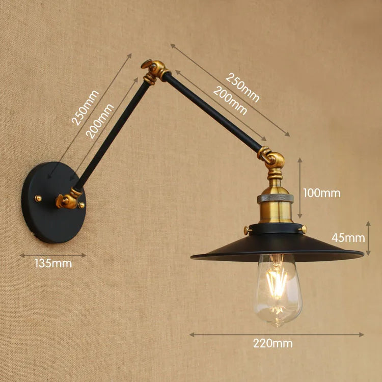 Afralia™ Swing Arm Wall Light Gold Copper Vintage Sconce Edison Loft Wall Lamp