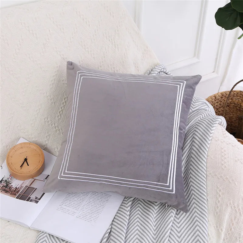 Afralia™ Embroidered Velvet Cushion Cover for Home Sofa Bed 45x45cm