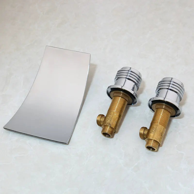 Afralia™ Waterfall Ceramic Double Handle Chrome Faucet Set for Bathroom Sink