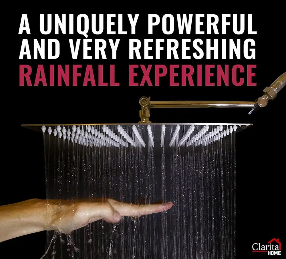 Afralia™ Square Rain Shower Head Set with Adjustable Extension Arm - Chrome Square Rainfall Package
