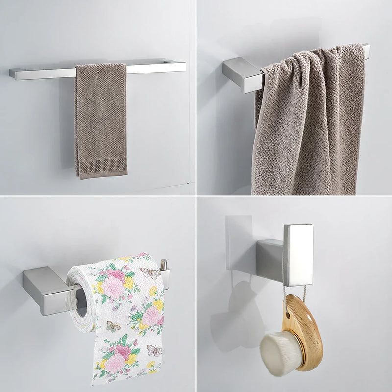 Afralia™ Stainless Steel Bathroom Hardware Set with Euro Style Paper Holders & Towel Ring