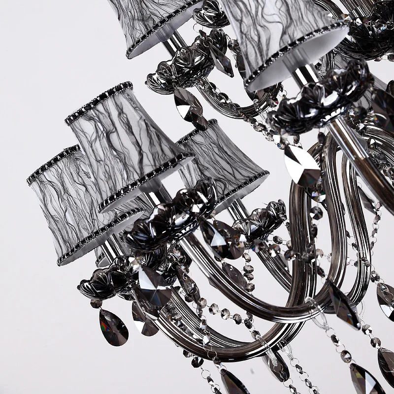 Afralia™ Luxury Smoky Grey Crystal Chandelier for Living Room Bedroom Hotel Villa