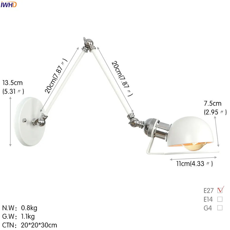 Afralia™ Vintage Swing Arm Wall Lamp Sconce Lighting Fixtures for Bedroom Bathroom Loft