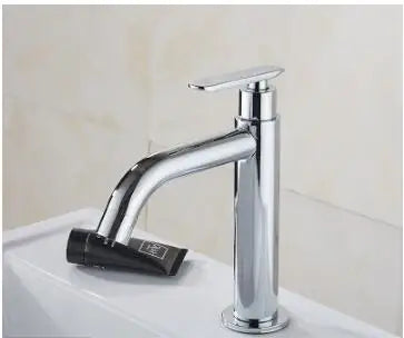 Afralia™ Tall Chrome Basin Faucet Single Cold Bathroom Sink Mixer Brass Faucet