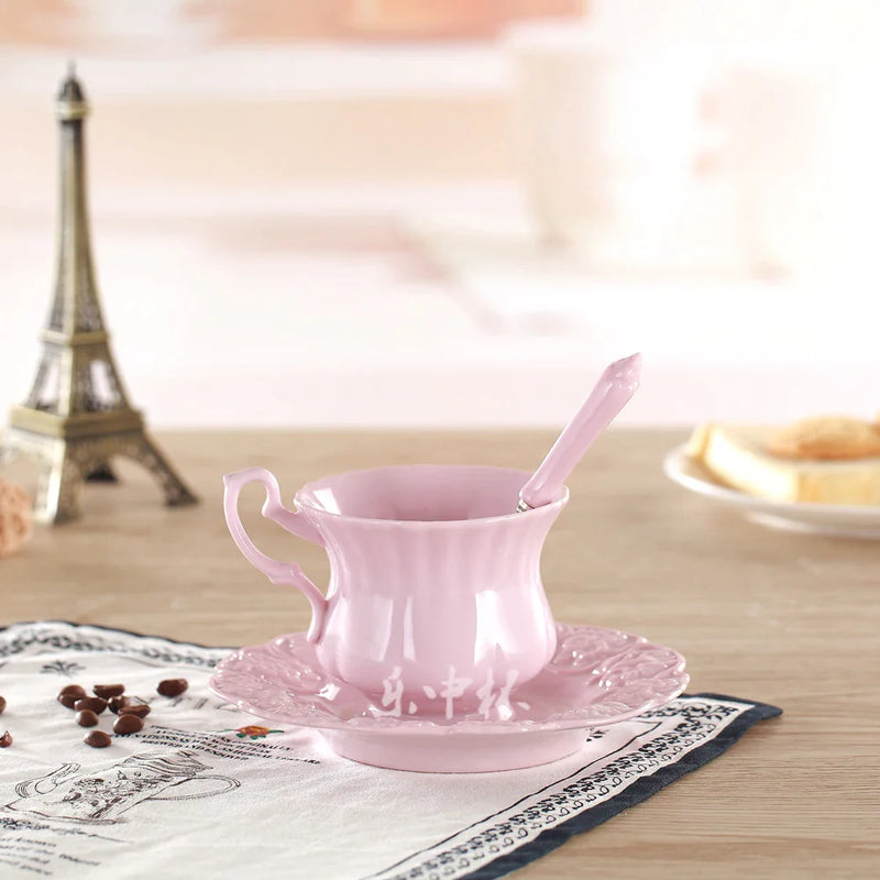 Afralia™ Pink Princess Teacup Set 180ml Porcelain Drinkware Elegant European Style