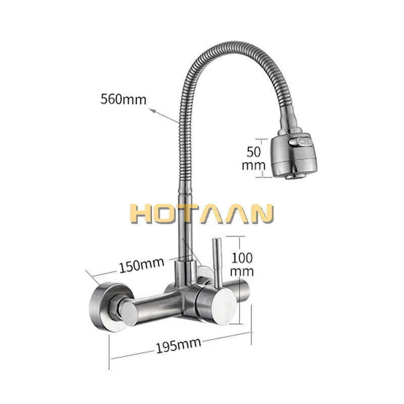 Afralia™ Stainless Steel Kitchen Faucet with Flexible Hose and Single Handle