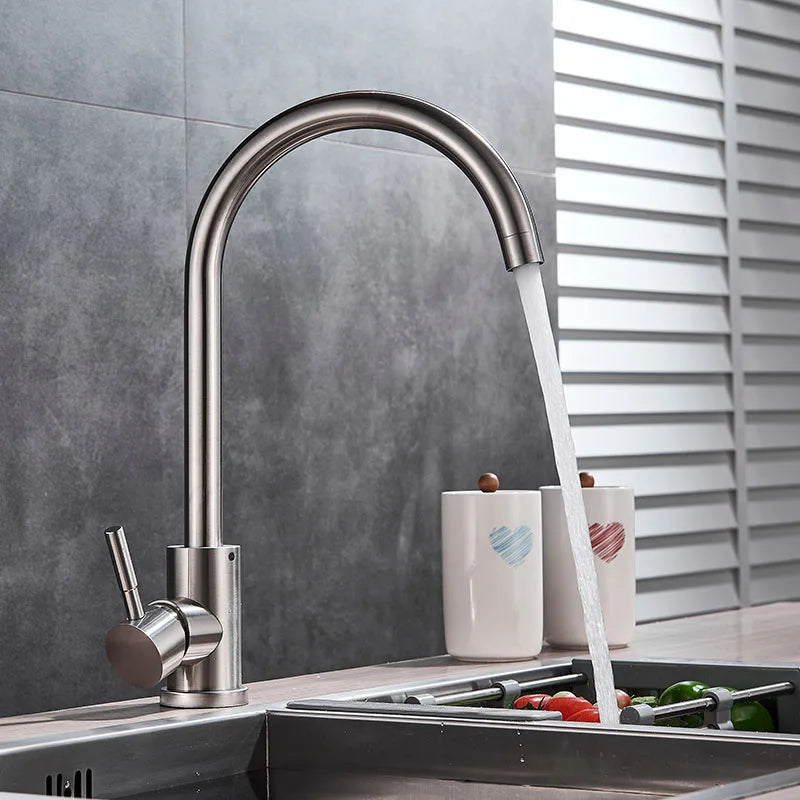Afralia™ Brushed Nickel Kitchen Faucet Swivel Spout Single Lever Mixer Tap