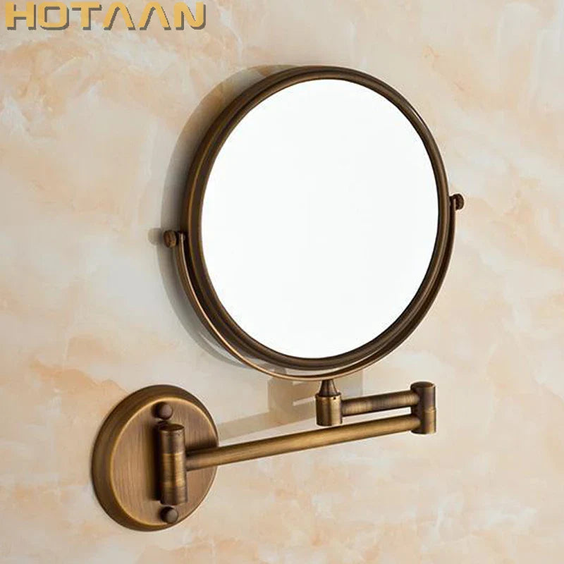 Afralia™ 8" Brass Shave Makeup Mirror Wall Mounted Extendable Arm 1x3x Magnifying