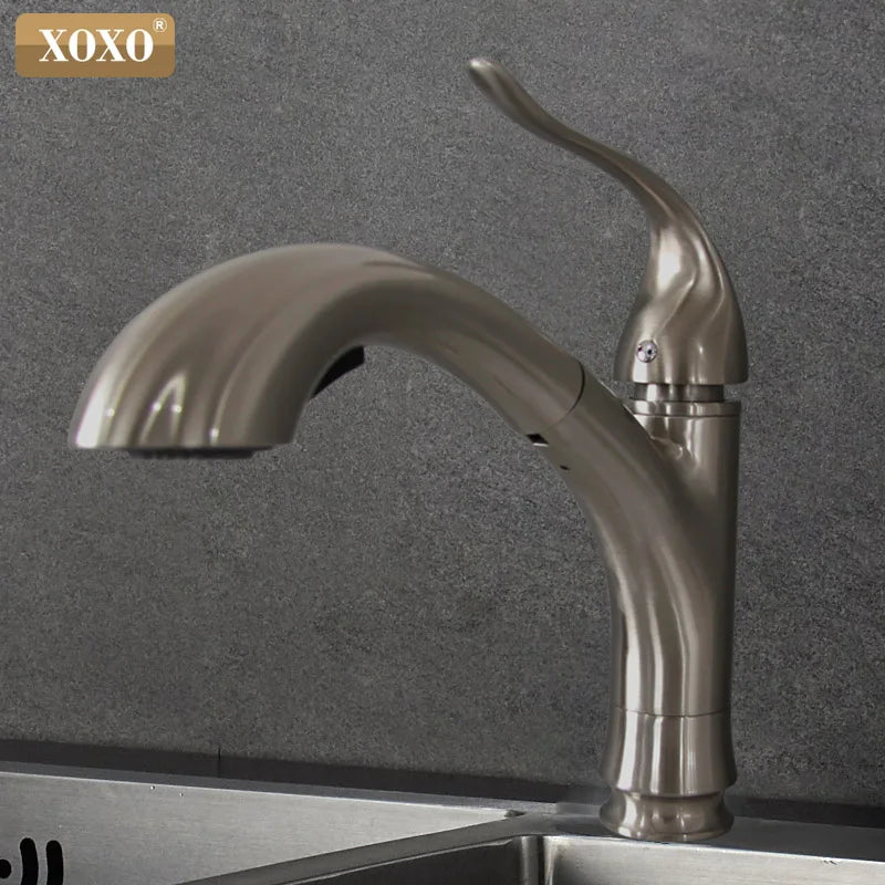 Afralia™ Spring Brass Kitchen Faucet Head, Chrome Pull Out Hot/Cold Mixer
