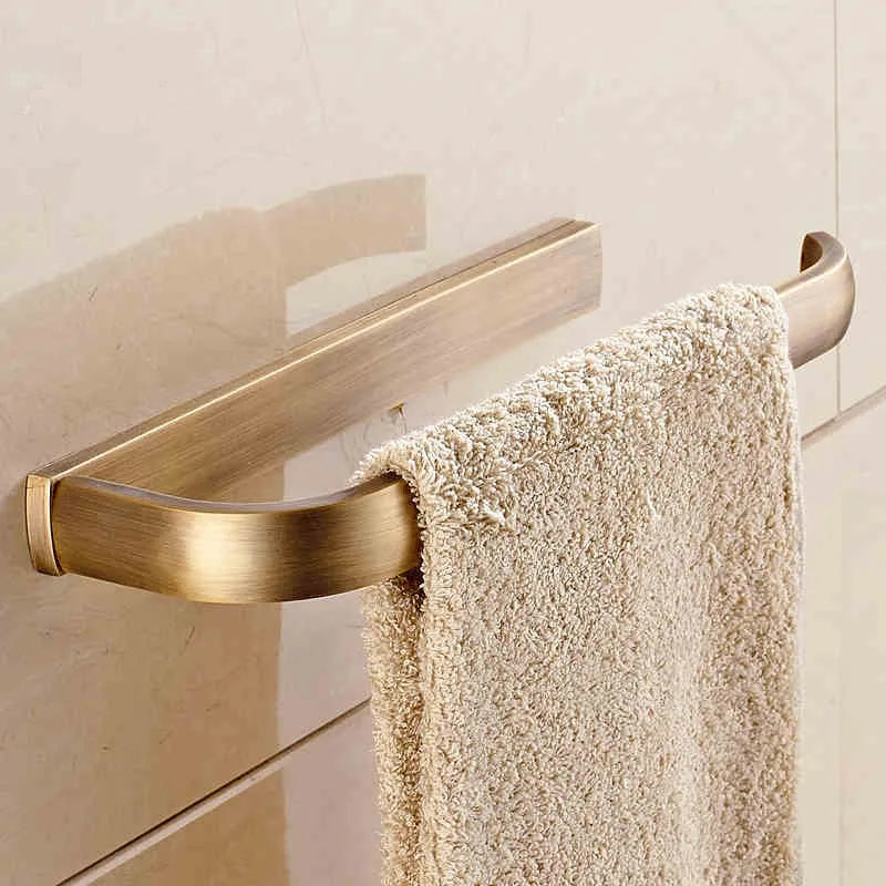 Afralia™ Brass Bathroom Accessories Set: Towel Rings, Toilet Paper Holder, Towel Rail, Shelf