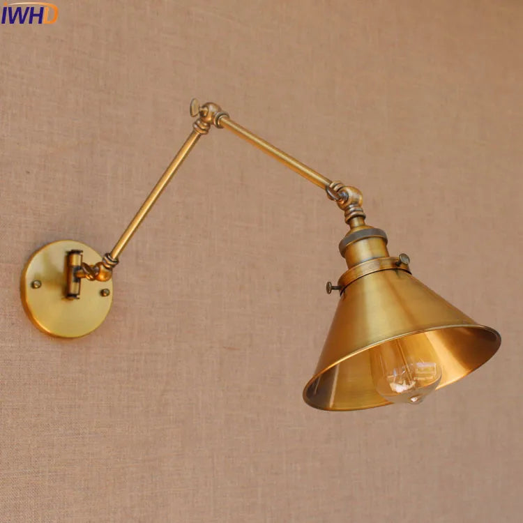 Afralia™ Swing Arm Wall Light Gold Copper Vintage Sconce Edison Loft Wall Lamp
