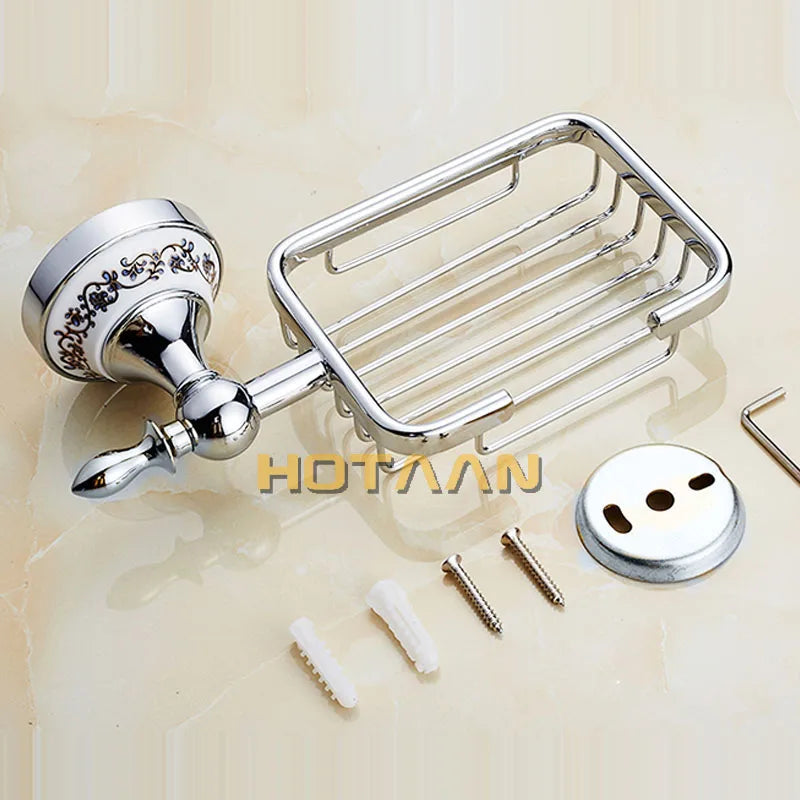 Afralia™ Brass Gold Soap Dish with Ceramic Holder - Wall Mounted Bathroom Accessory