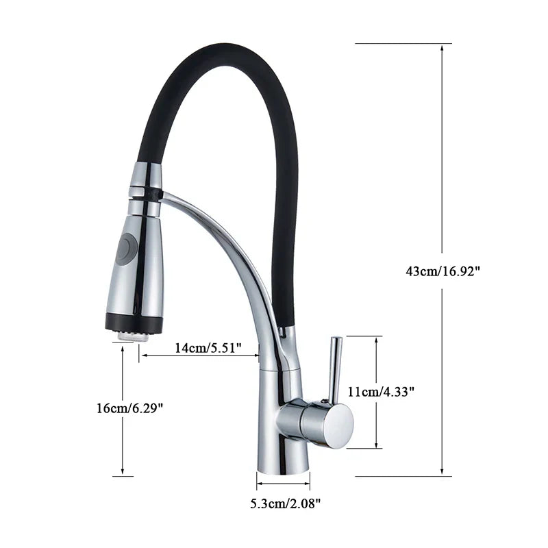Afralia™ LED Chrome Kitchen Sink Faucet Single Handle 360 Rotate Pull Out Sprayer
