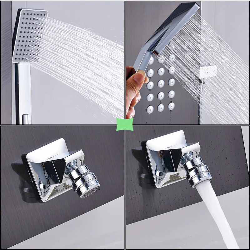 Afralia™ Brushed Nickel Thermostatic Waterfall Rain Shower Panel with 3 Handles