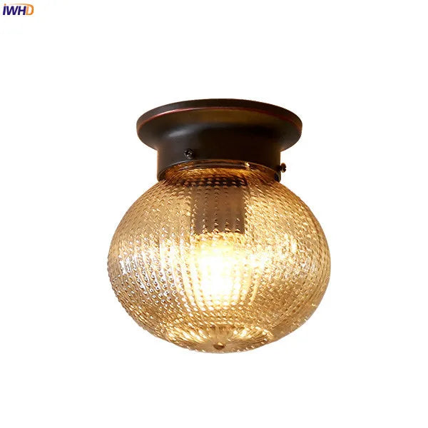 Afralia™ Nordic Vintage Glass LED Ceiling Light for Kitchen Hallway Balcony - Retro Ceiling Lamp
