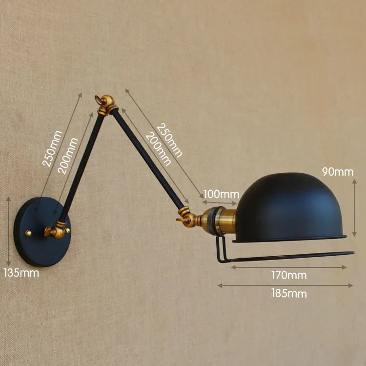 Afralia™ Golden Vintage LED Swing Arm Wall Sconce Industrial Style