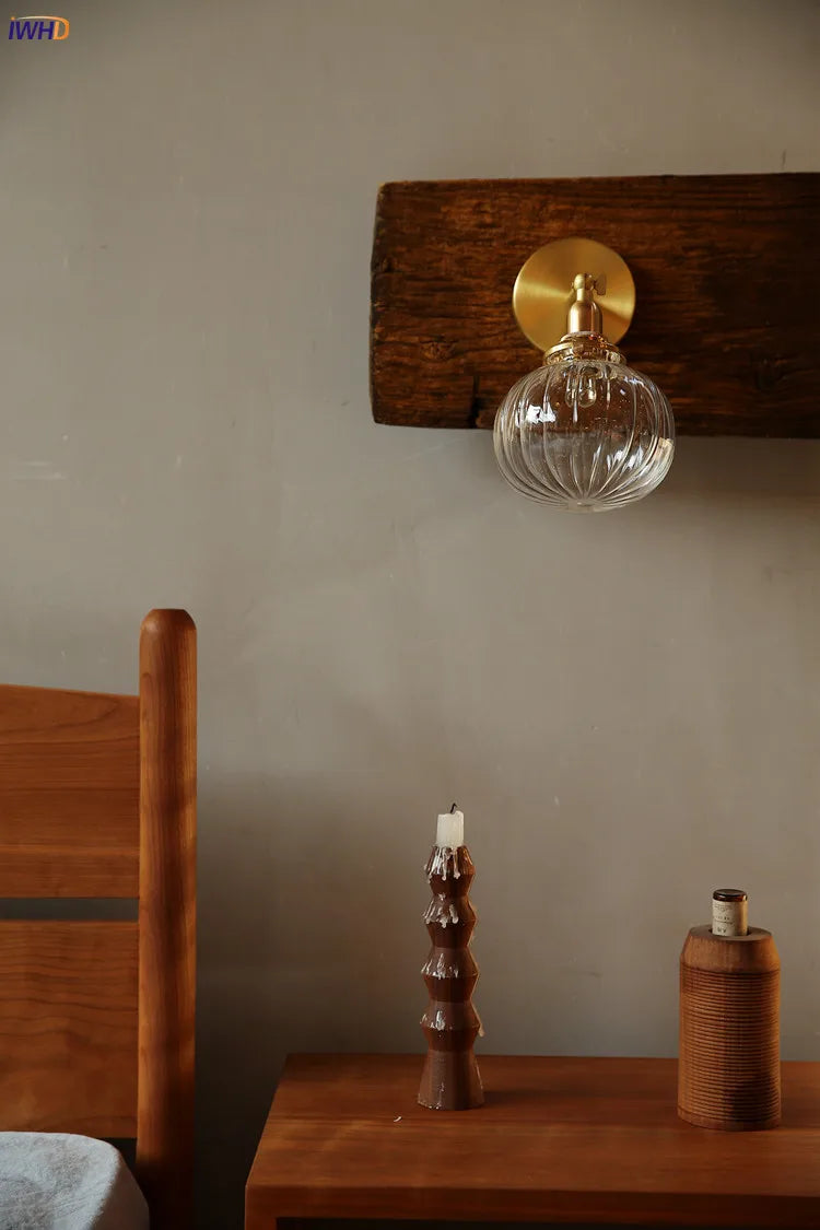 Afralia™ Copper Glass Ball Wall Lamp | Modern Nordic Japanese Style Stair Lighting