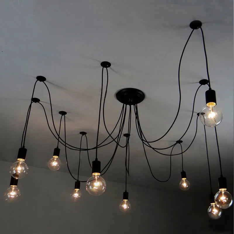 Afralia™ Spider Black Pendant Light: Industrial Edison Chandelier, Ceiling Mount, DIY Fixture