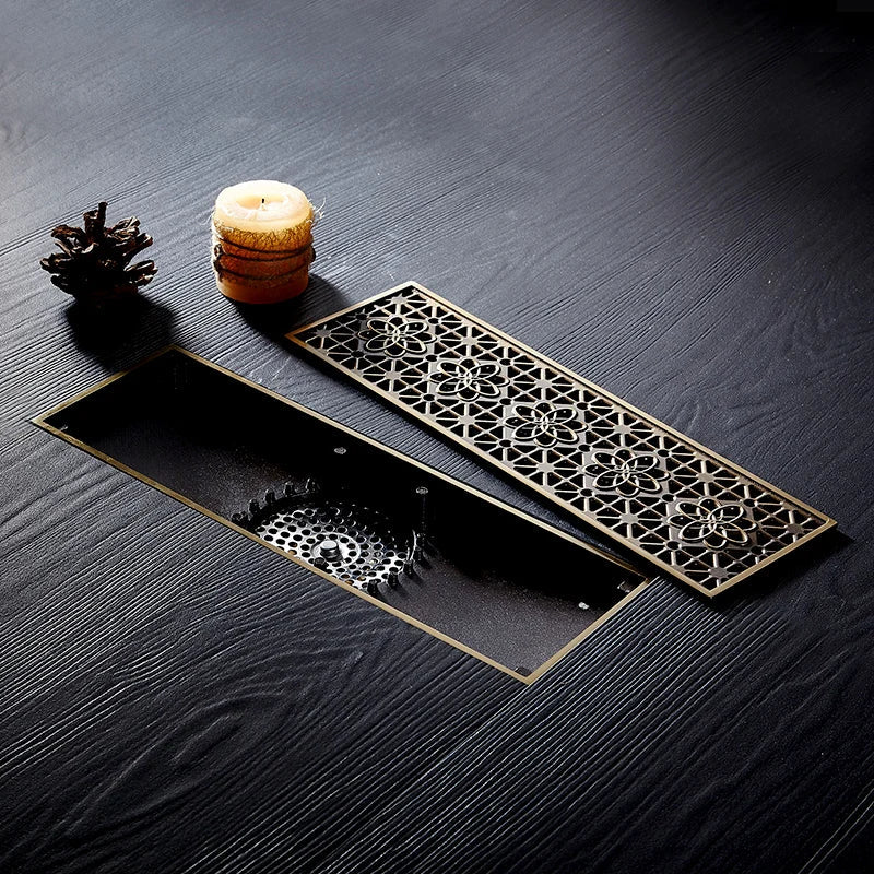 Afralia™ Euro Antique Brass Art Carved Floor Drain Cover DL8547