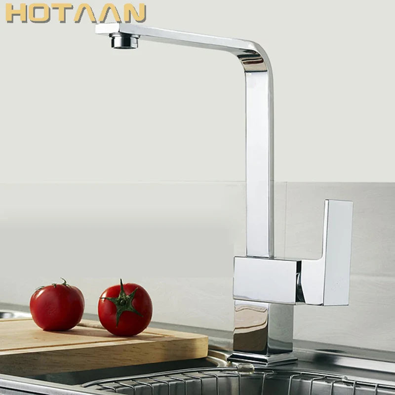 Afralia™ Brass Square Swivel Kitchen Faucet Mixer for Sink