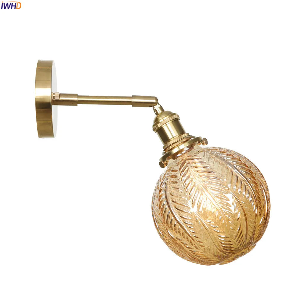 Afralia™ Nordic Copper Glass Ball Wall Lamp for Bedroom Bathroom Stair Sconce